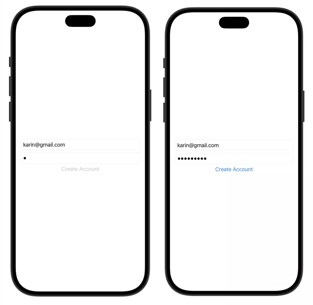 when-to-use-viewmodel-example-5 ios app with create account view using a view model in SwiftUI